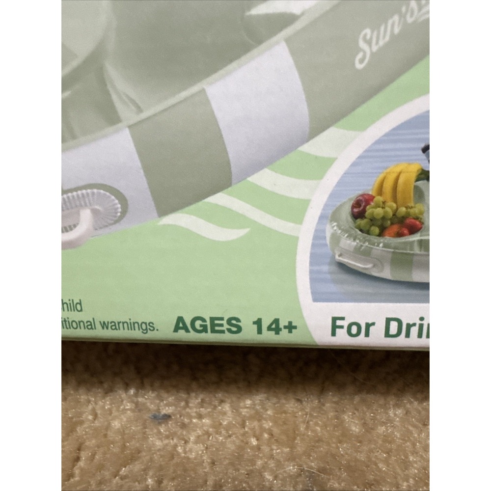 Sun's Out Floating Snack Bar Pool Float Cabana Stripe Drink Holder Age 14+ - Picture 3 of 5